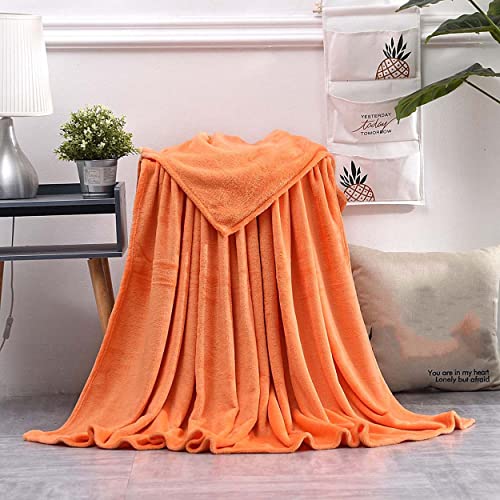 Waigg Kii Flauschige Fleecedecke, weiche Bettüberwurf, Decken, Einzelbett, Doppeldecke, 120/180 x 200 cm, warme Decken für Heimdekoration, Sofas, Betten (180 x 200 cm, Orange) von Waigg Kii