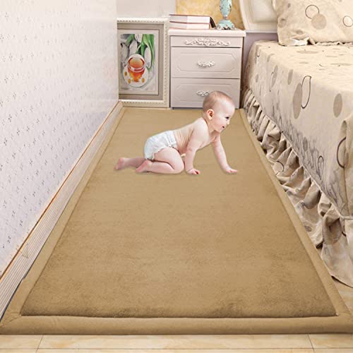 Waigg Kii Großer Teppich für Baby-Krabbelmatte, weicher Korallen-Samt, rutschfeste Tatami-Yogamatte, weicher Teppich für Wohnzimmer, Schlafzimmer (150 x 180 x 2 cm, braun) von Waigg Kii