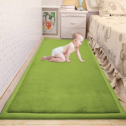 Waigg Kii Großer Teppich für Baby-Krabbelmatte, weicher Korallen-Samt, rutschfeste Tatami-Yogamatte, weicher Teppich für Wohnzimmer, Schlafzimmer (40 x 60 x 2 cm, grün) von Waigg Kii