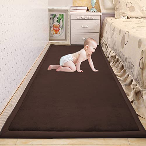 Waigg Kii Großer Teppich für Baby-Krabbelmatte, weicher Korallen-Samt, rutschfeste Tatami-Yogamatte, weicher Teppich für Wohnzimmer, Schlafzimmer (80 x 120 x 2 cm, Kaffeebraun) von Waigg Kii