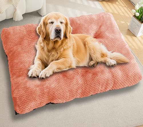 Waigg Kii Großes Hundebett, beruhigender Schlaf, Autobetten, rutschfeste Plüschmatratze, extra groß, orthopädische Hundebetten, Anti-Angst, gemütliches Kissen (Rosa, L 80 x 55 cm) von Waigg Kii