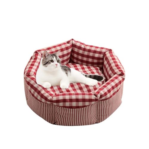Waigg Kii Katzenbetten für kleine Hunde, Donut-Baumwolle, rundes Kätzchen-Hochbett, beruhigende Höhle, orthopädisches Sofakissen für Katzen, Hunde, Welpen, Rot, 48 cm Waigg Kii Katzenbetten für kleine Hunde, Donut-Baumwolle, rundes Kätzchen-Hochbett, beruhigende Höhle, orthopädisches Sofakissen für Katzen, Hunde, Welpen, Rot, 48 cm von Waigg Kii