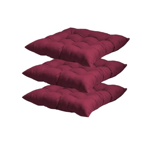 Waigg Kii Quadratisches Stuhlkissen mit Bändern, für den Außenbereich, Baumwolle, rutschfest, Bürostuhlkissen, Sitzkissen für Innenbereich, Zuhause, Esszimmer, Garten, 45 x 45 cm, Rot, 3 Stück Waigg Kii Quadratisches Stuhlkissen mit Bändern, für den Außenbereich, Baumwolle, rutschfest, Bürostuhlkissen, Sitzkissen für Innenbereich, Zuhause, Esszimmer, Garten, 45 x 45 cm, Rot, 3 Stück von Waigg Kii