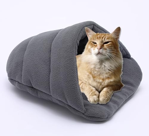 Warmes kleines Hundebett, waschbar, gepolstert, für mittelgroße Hunde und Katzen, Hausschuhform, gemütlich, weiches Kissen, leicht, tragbar, Dunkelgrau, L 68 x 58 cm von Waigg Kii