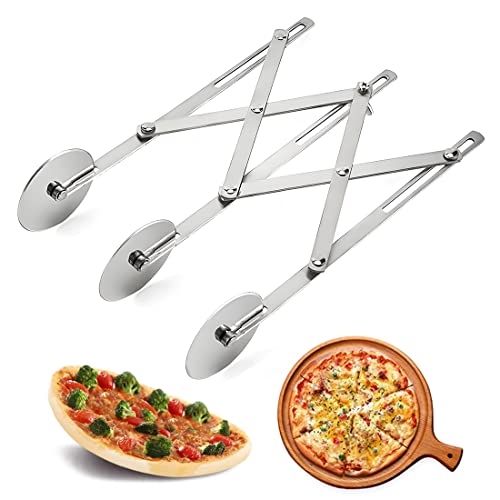 3 Räder Pizzaschneider, Schneidrädchen aus Edelstahl Mehrrunder Teigschneider Roller, Gebäck-Kuchen-Backschneider zum Küchenbacken von Wailicop