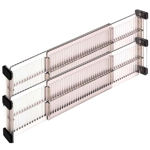 Wailicop Schubladentrenner 2er Set - Transparente Schubladenteiler für Küche, Kommode & Schreibtisch | Schubladen Organizer für Besteck, Kleidung & Büro | Stabile Kunststoff Trennwände von Wailicop