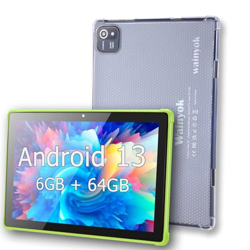 Wainyok 10.1 Zoll Android Tablet Kinder Tablets: Octa-Core, 2.0GHz 6GB + 64GB, HD IPS Bildschirm 1TB erweiterbar Dual-Kameras (5MP+8MP), WiFi 5, Bluetooth 5.0, GMS Zertifiziert, Grün von Wainyok