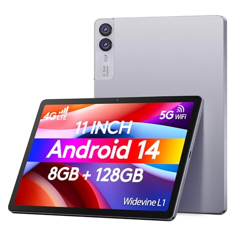 Wainyok 11 Zoll Android 14 Tablet mit SIM Slot: 4G LTE 5G WiFi Tableta | 8GB RAM + 128GB ROM (1TB TF) | Octa-Core | Widevine L1, FHD Display, 13MP+5MP, 7000mAh, GPS (Lila) von Wainyok
