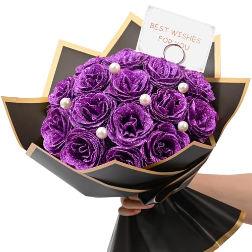 Waipfaru Glitzer Rosen Blumenstrauß, DIY gefälschter Blumenstrauß, Immerwährend Glänzend Künstlicher Rosenstrauß für Valentinstag, Jahrestag, Verlobung, Hochzeit, Muttertagsgeschenke, 24 Rosen Waipfaru Glitzer Rosen Blumenstrauß, DIY gefälschter Blumenstrauß, Immerwährend Glänzend Künstlicher Rosenstrauß für Valentinstag, Jahrestag, Verlobung, Hochzeit, Muttertagsgeschenke, 24 Rosen von Waipfaru