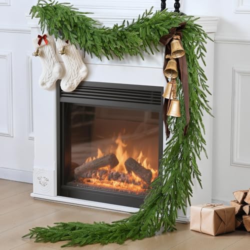 Waipfaru Künstliche Norfolk-Kiefer-Girlande, fühlt sich echt an, Zedern-Girlande, Weihnachtsgrün für Kaminsims, Tisch, Treppenhaus, Wand, Innen- und Außenbereich, Weihnachtsdekorationen (70 cm, 1,8 m) von Waipfaru