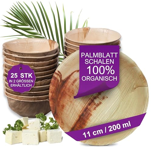 Waipur Bio Palmblatt Schalen - 25 Schälchen Ø 11 cm / 200 ml - Premium Einweg Geschirr kompostierbar - Dessertschalen ähnl. Bambus-Schalen Waipur Bio Palmblatt Schalen - 25 Schälchen Ø 11 cm / 200 ml - Premium Einweg Geschirr kompostierbar - Dessertschalen ähnl. Bambus-Schalen von Waipur