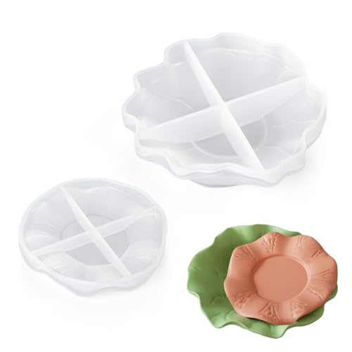 Waitamo 2Pcs Lotus Blattschale Harz Silikonform Epoxidharzmarketschalenform zum Platzieren von Schmuck Aromatherapie Kerzenseife von Waitamo