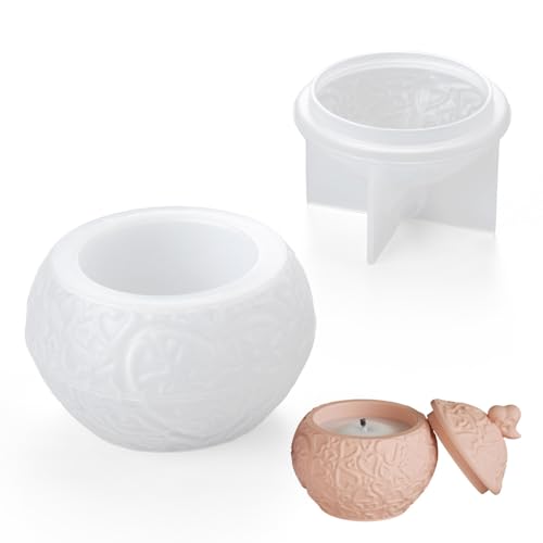 Waitamo Epoxidharz Formen, Vorratsdosen mit Deckel Epoxidharz Formen Liebesrelief Dose Gießform für Kerzen Mini-Pflanzen Schmuck Süßigkeiten Münzen Hausdekoration von Waitamo