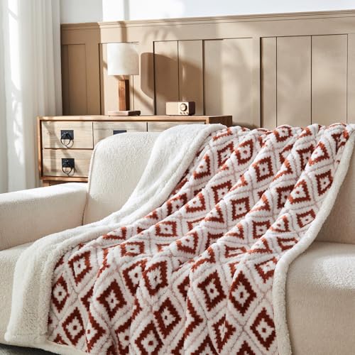 Wajade Böhmische Kuscheldecke Rhombus Flauschige Fleecedecke Winter Warme Plüschdecke Luxuriöse Kunstfelldecke Weiche Decke für Bett Couch - Braun 153 * 203 von Wajade