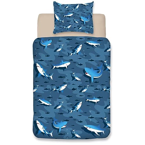 Wajade Cartoon Hai Quilt Cover, einzelne Daunen Quilt Cover, Jugend Down Game Griff Bettwäsche, 135CM-200CM,80x80cm*1 von Wajade