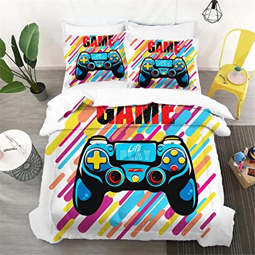 Wajade Gamepad Bettbezug-Set Spieler Bettwäsche für Kinder Jungen Jugendliche 2 teilig Korlorpigment Game Controller Bettwäsche 1 mal 200 x 200 cm Bettbezüge und 2 mal 80x80cm Kissenbezug von Wajade