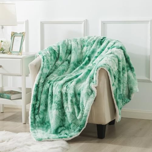 Wajade Kunstfelldecke–Sherpa Schafdecke–Comfort Luxuriöse Flauschige Kuscheldecke–weiche Decke für Couch und Bett–grün-200x220cm von Wajade