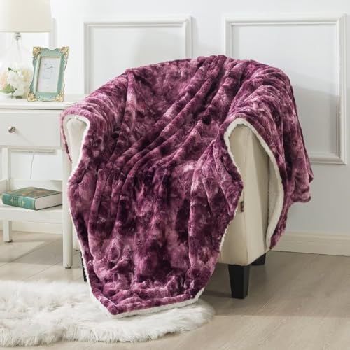 Wajade Kunstfelldecke–Sherpa Schafdecke–Comfort Luxuriöse Flauschige Kuscheldecke–weiche Decke für Couch und Bett–lila-130x160cm von Wajade