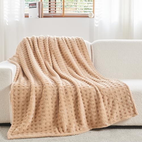 Wajade Kuscheldecke Flauschig Kunstfelldecke Decke Sofa Waffel Sofaüberwurf warm Sofadecke Comfort Couchdecke weiche Wohndecke für Couch und Bett 178 x 203 cm Linen von Wajade