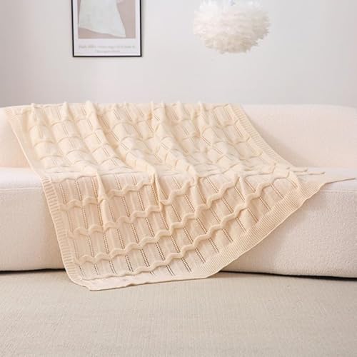 Wajade Kuscheldecke Flauschig Wohndecke kuschelig Strickdecke Gestrickte Überwurfdecke Knit Decke Winter Warme Decke für Wohnzimmer Sofa Couch(Beige 130 * 170) von Wajade