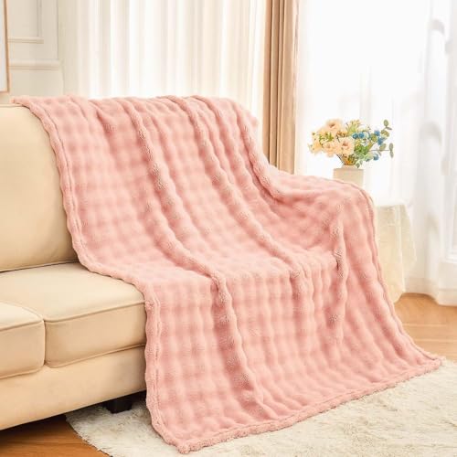 Wajade Kuscheldecke Flauschige Fleecedecke Winter Warme Plüschdecke Luxuriöse Kunstfelldecke Leicht Weiche Decke für Bett Couch 153cm x 203cm Pink von Wajade