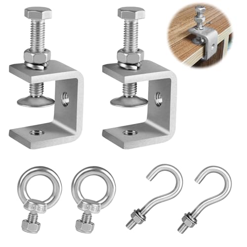 Edelstahl C-Zwingen, Delstahl Heavy Duty C Klemme mit Edelstahl 304 Ringschrauben Haken aus Roubste Trägerklemme Silbrige Tischklemme 6 Stück für Holzarbeiten, Schweißen und Tischlerei von Wakasena