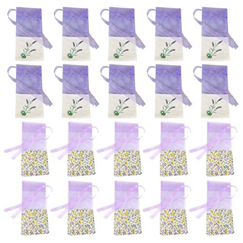 20st Duftbeutel Klare Verpackungsbeutel Baumwoll-Ramie-säcke Bevorzugungsbeutel Für Hochzeitsfeiern Tasche Mit Kordelzug Lavendelmuster Leere Taschen Kleiderschrank Geschenk von Wakauto