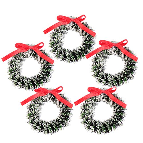 Wakauto 5pcs Mini Weihnachtsschmuck Kranz Frosted Pine Miniatur Weihnachtskranz Winterkranz Puppenhaus Garten Weihnachtskranz Weihnachtsbaum Weihnachtsdeko von Wakauto