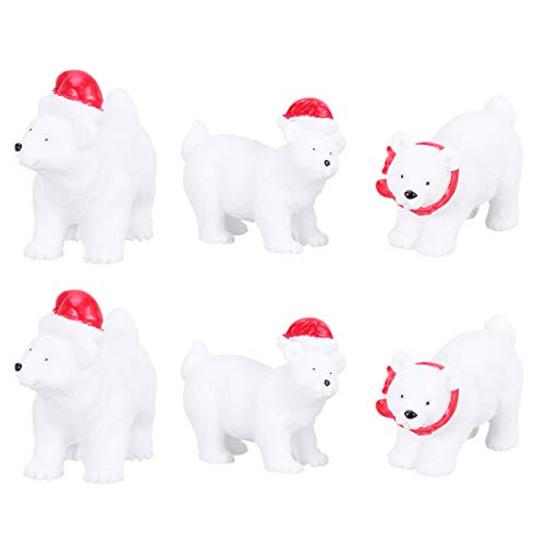 Wakauto 6 Stück Eisbär Figuren Kreative Harz Weihnachten Miniatur Figuren Schneekugel Figuren für Weihnachtsfeier DIY Lieferungen (Zufälliger Stil) von Wakauto