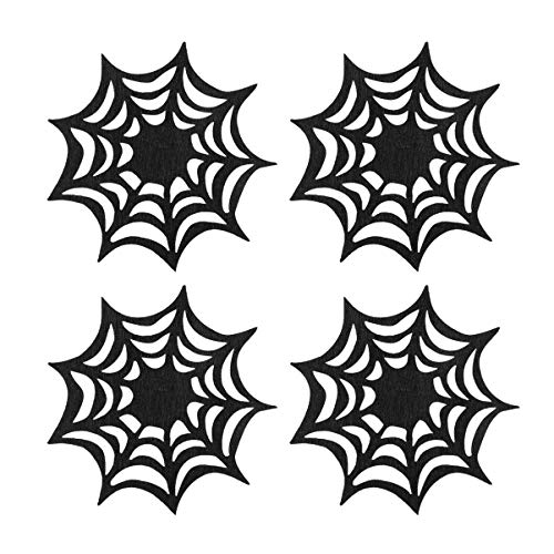 Wakauto Halloween Spinnennetz Untersetzer Servierplatte Wärmedämmung Tisch Untersetzer Tischdekoration für Halloween Party Dekoration (Schwarz) von Wakauto