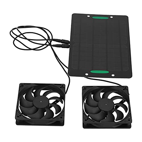 10 W 12 V Solarpanel-Lüfter-Kit, Wasserdichter Solarpanel-betriebener Doppellüfter mit 2 M Kabel, Tragbarer Ventilator-Abluftventilator für den Außenbereich für Hühnerställe, von Wakects