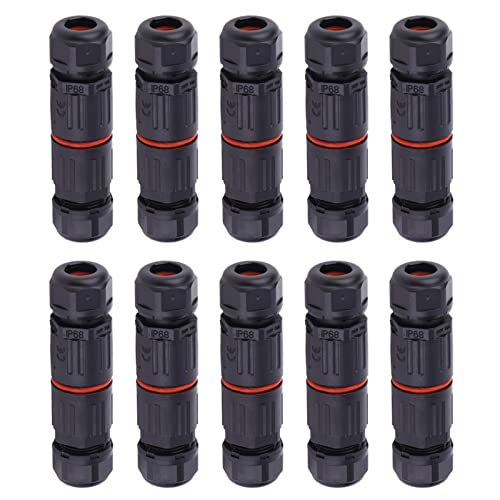 10Pcs Elektrischer Kabeldrahtverbinder, 3Pin IP68 Wasserdichter Stecker Kupfer Elektrischer Wetterfester Block Outdoor-Steckdose für Stromversorgungsnetz 10Pcs Elektrischer Kabeldrahtverbinder, 3Pin IP68 Wasserdichter Stecker Kupfer Elektrischer Wetterfester Block Outdoor-Steckdose für Stromversorgungsnetz von Wakects