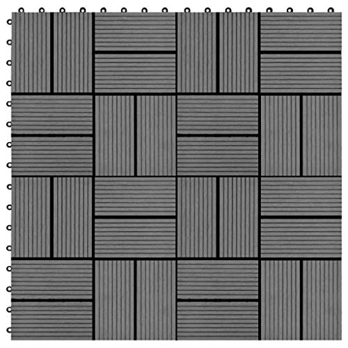 11 Stück Balkon Bodenfliese geeignet als Terrassenfliesen und Balkonfliesen, Klickfliese aus Holz Kunststoff Verbundwerkstoff, Wasserdicht Und Langlebig, Grau, 30 x 30 cm von Wakects