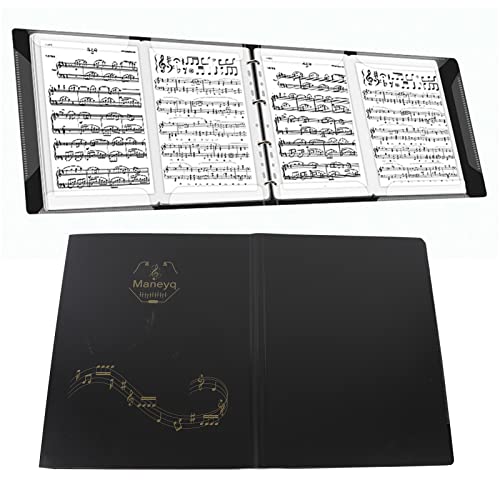 4 Seitig Chormappe Aufklappbar Notenmappe,A4 Notenblatthalter Musik Notenständer Mit 52 Klarsichthüllen,Konzert-Chorfolder für Musiker und Band von Wakects