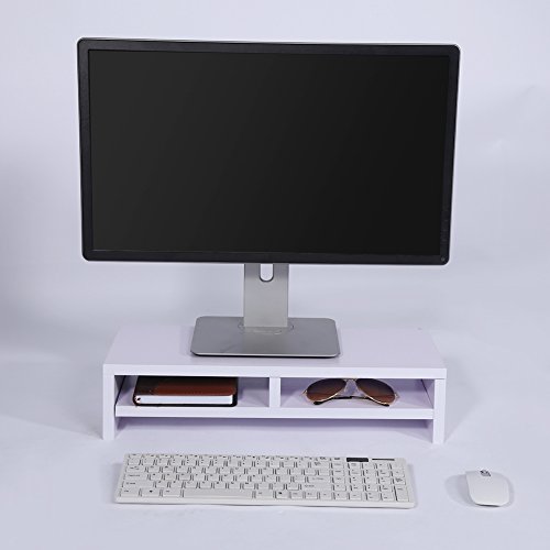 Computerbildschirmerhöhung aus Holz 2 Ebenen Desktop-Monitorständer Monitorständer für PC und TV Riser Monitorerhöhung Laptop weiß von Wakects