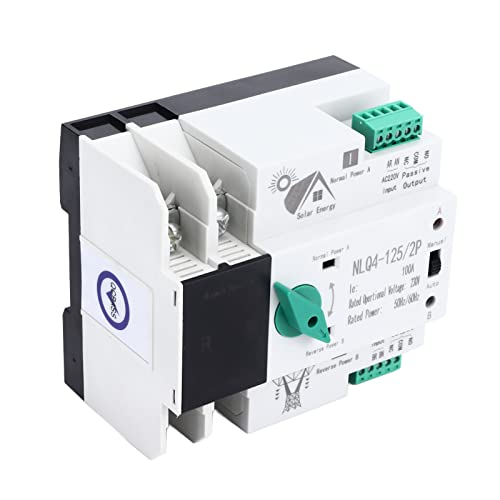 Doppelt Strom Automatischer Transferschalter 2P AC 100A Unterbrechungsfreier ATS PC Hutschiene Übertragungsschalter Controller für Fabriken, Einkaufszentren,Kindergärten,NLQ4-125/2P von Wakects