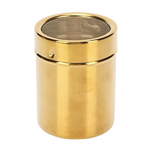 Edelstahl-Streuer,Küche Feinmaschiger Pulverstreuer Kakaostreuer Gewürzstreuer mit Deckel für Cappuccino Schokopulver Zucker Zimt Mehl Salz,7x9cm Gold von Wakects