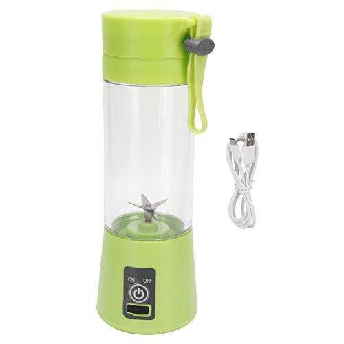 Elektrischer Mini-Mixer, 380 ml, tragbarer persönlicher Obstmixer, USB-kleiner Mixer, elektrischer Saftbereiter, Flaschenbecher, Mini-Saftpresse für Reisen, Büro, 23,9 x 7,1 cm, Grün von Wakects