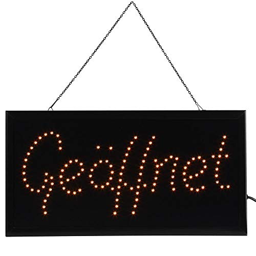 LED Display Schild GEÖFFNET,F5 LED-Perlen Neonlicht-Fenster-Tür-Hänge-Zeichen Geoffnet zum Anlocken von Kunden,48x25x2cm (Gelb) von Wakects