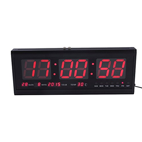 LED Kalender Uhr Wanduhr mit LED Temperatur Datum LED Wall Clock für Büro, Wohnzimmer oder Küche von Wakects