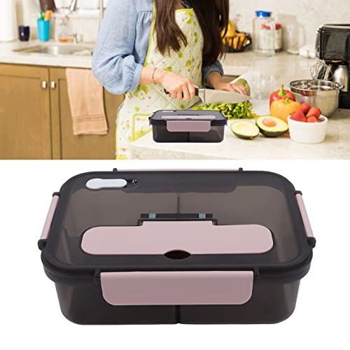 Lunchbox mit 3 Fächern und Besteck, Bento-Box, luftdicht, für Mikrowelle und Spülmaschine, Lunchbox für Büro, Arbeit, Schule, 1,5 l, 23,5 x 17 x 7 cm (Rosa) von Wakects