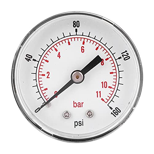 Mini 50 Mm Hochpräzises Metallmanometer Heizöl Wasser Flüssigkeitsmanometer 1/4 "BSPT-Gewinde Axialmanometer Hinterer Anschluss für Luft, Wasser, Öl, Gas(0-160psi 0-11bar) von Wakects