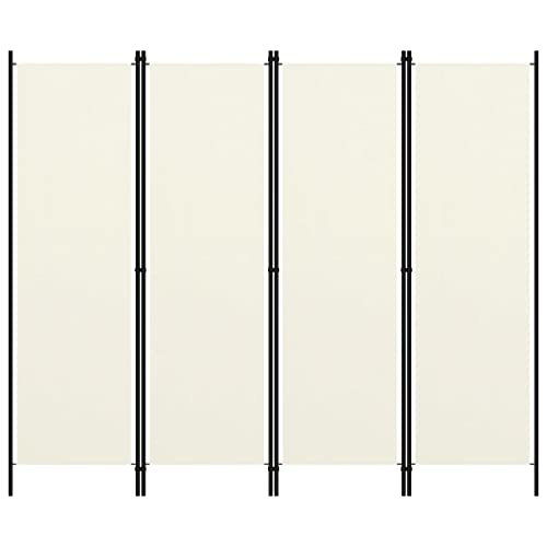 Paravents Trennwand Trennwand 4 Paneele Sichtschutz Metall und Stoff Faltbarer Paravent für den Innenbereich Wohnzimmer Büro 200 x 180 cm Weiß Creme von Wakects