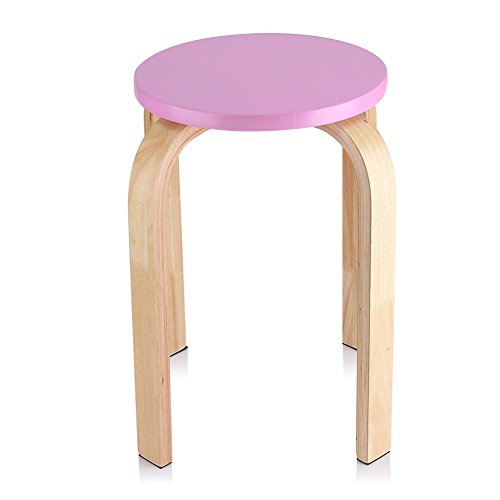 Stapelbarer Hocker, rund, rutschfest, lang, Badhocker, Küchenhocker für Wohnzimmer, Arbeitszimmer, Schlafzimmer, 40 x 45,5 cm, Rosa von Wakects