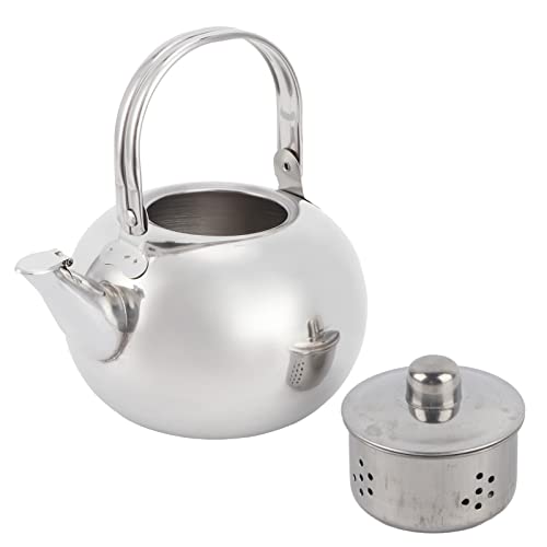 Teekocher, 304 Edelstahl Kaffee Teekanne, Flacher Boden Teekanne, Wasserkrug, Induktionsherd, Teekanne, Küchenzubehör mit Filter für Zuhause, (Silber 16CM) von Wakects