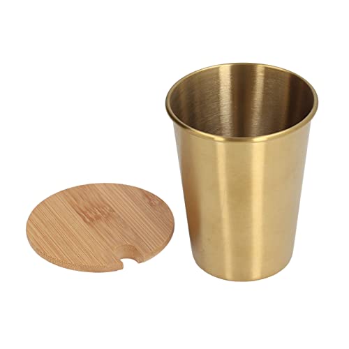 Trinkbecher, Einschichtige Edelstahl-Becher, stapelbarer Trinkbecher, wiederverwendbare Bierglas, Kaffeetasse, Trinkbecher mit Deckel für Zuhause, Bars, (Gold) von Wakects