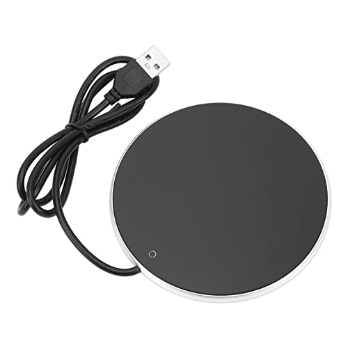 USB-Tassenwärmer mit Smart-Touch-Schalter und intelligentem Heizuntersetzer mit konstanter Temperatur, für Heißgetränke, Kaffee, Ø 10,3 cm, silberfarben von Wakects