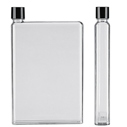 Wakects 750 Ml Dünne Flache Wasserflaschen A5 Transparenter Kunststoff Tragbare Saftbecher Tragbarer Reisebecher(Weiß) von Wakects