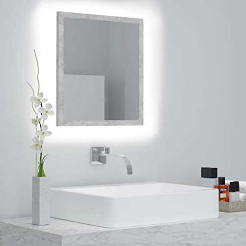 Wakects Badezimmerspiegel mit LED-Licht, beleuchtet, Badezimmerspiegel, dimmbar, 40 x 8 x 37 cm, Betongrau von Wakects