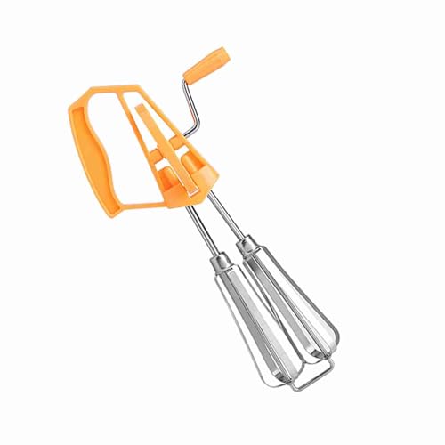 Wakects Edelstahl -Eierschlägermixer, Vielseitig, Einfach zu Bedienen und Effizientes Kochwerkzeug für Eier, Backen und Saucenherstellung, Handpeitschenmixer Push mit Edelstahl, Zum Mischen (ORANGE) von Wakects